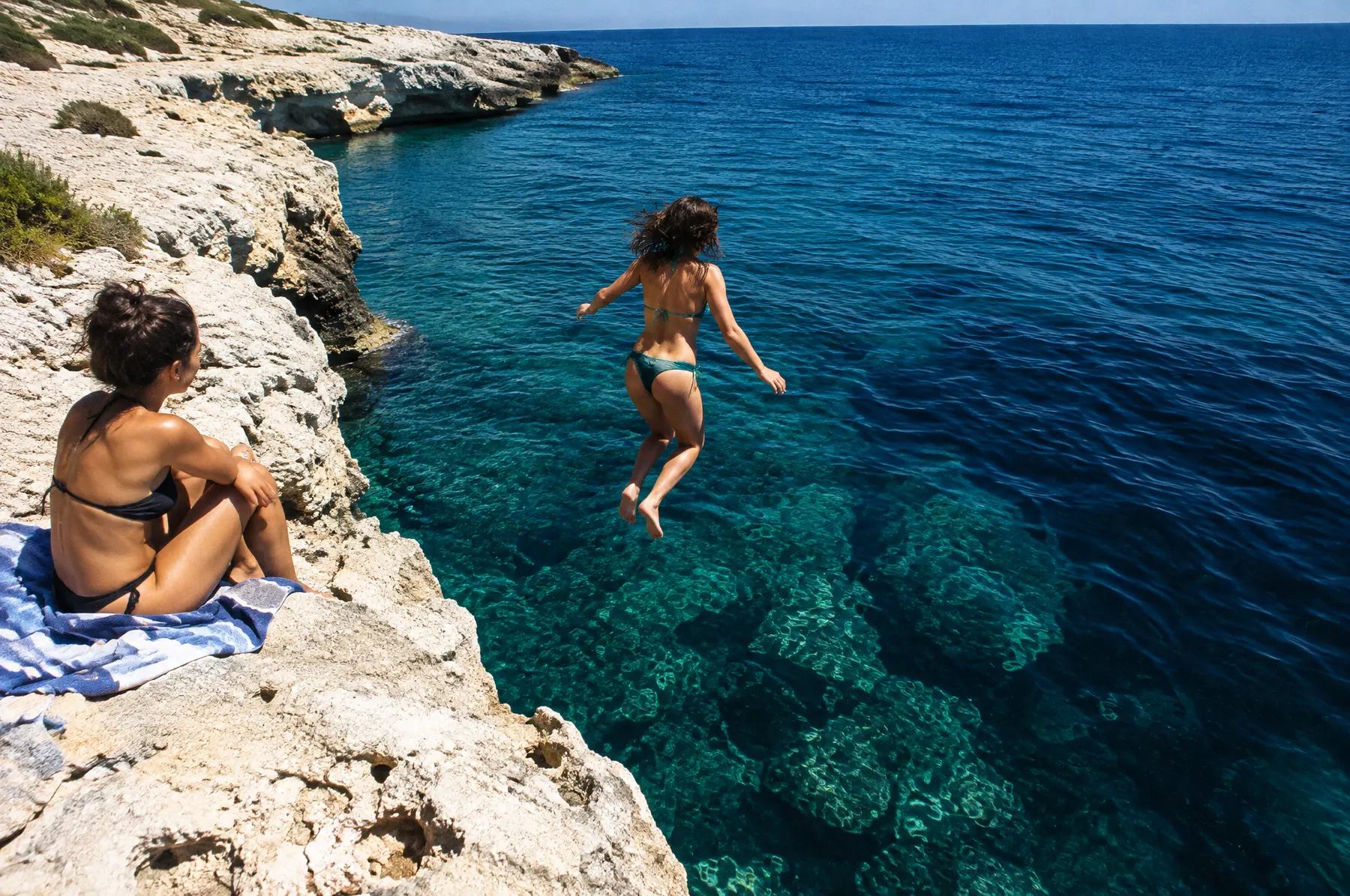 Jumping into the sea