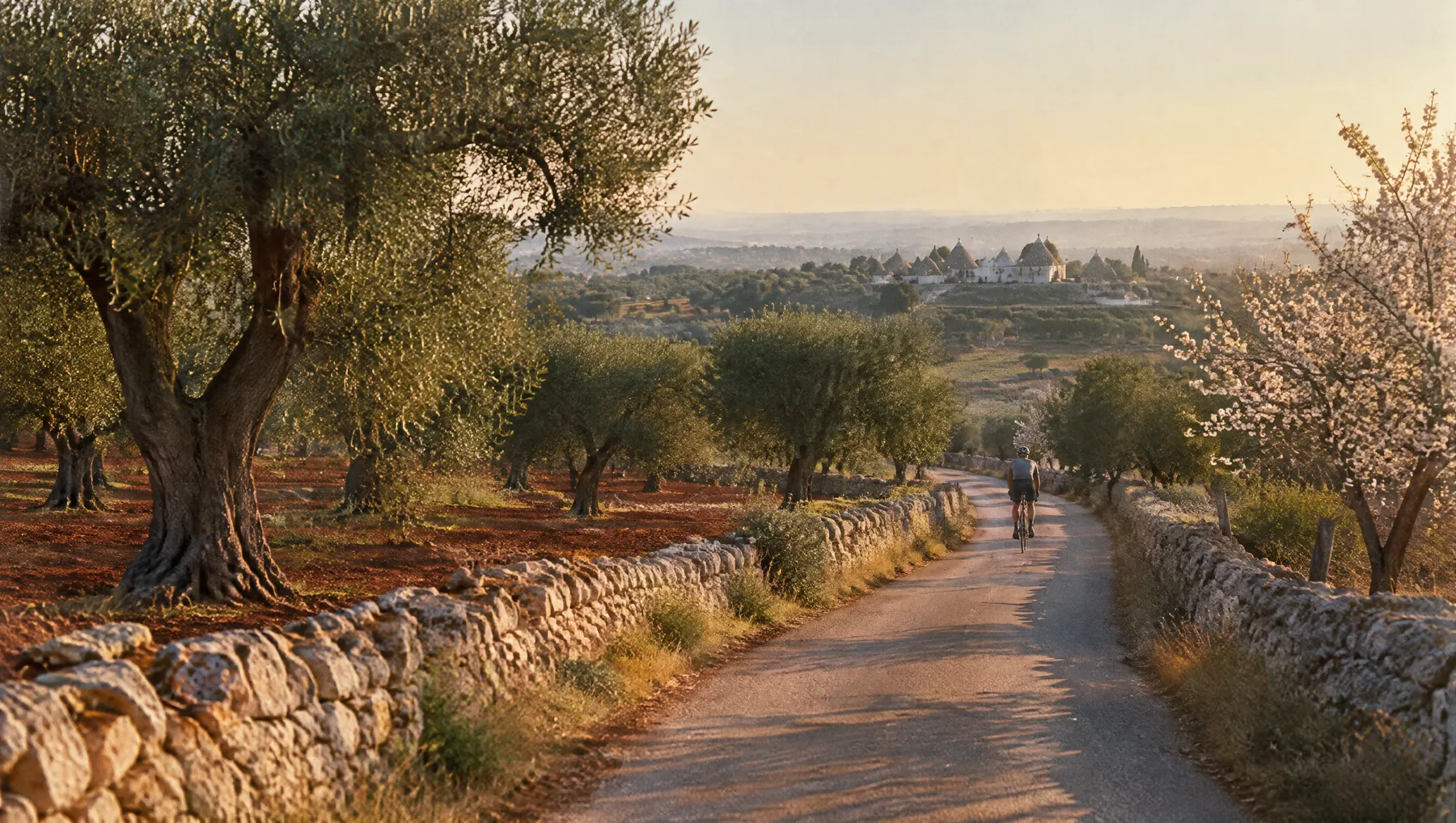 Valle d'Itria road, cyclist